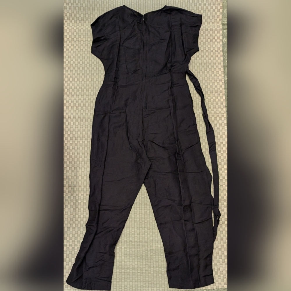 NWT Rujuta Sheth Viscose Linen Wrap Jumpsuit Black Women's Size Medium - Picture 2 of 8